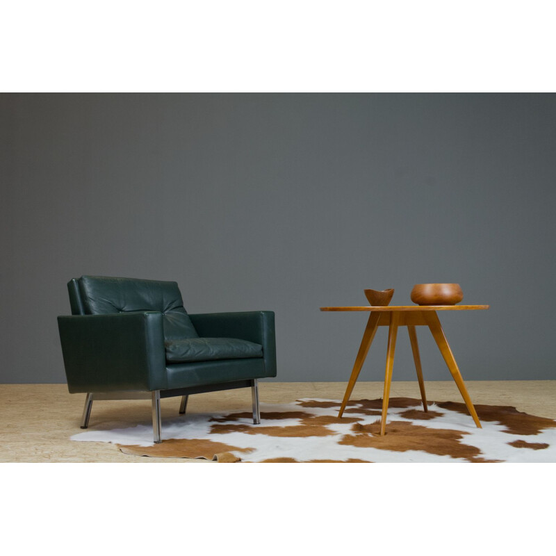 Vintage AP Originals Lounge chair in green leather by Hein Salomonson 1960s
