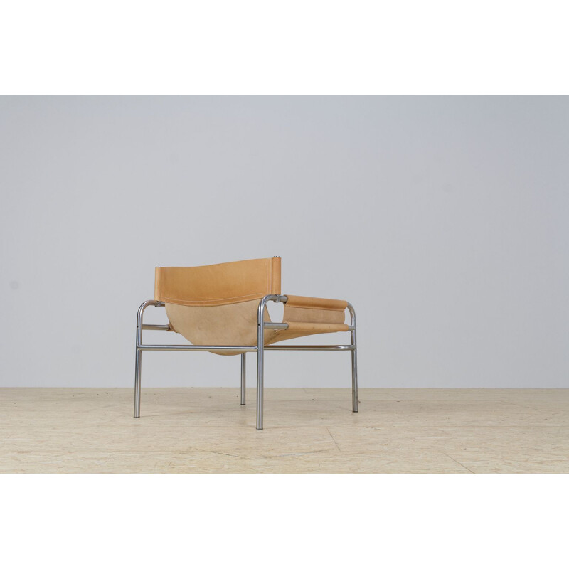 Vintage Walter Antonis Lounge chair in new leather 1970s