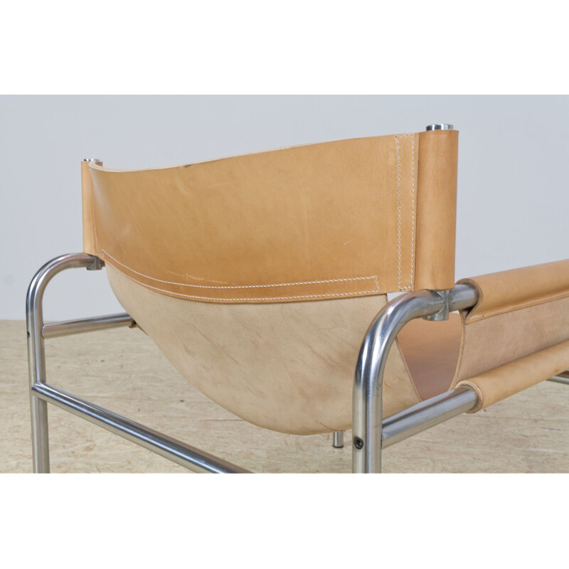 Vintage Walter Antonis Lounge chair in new leather 1970s