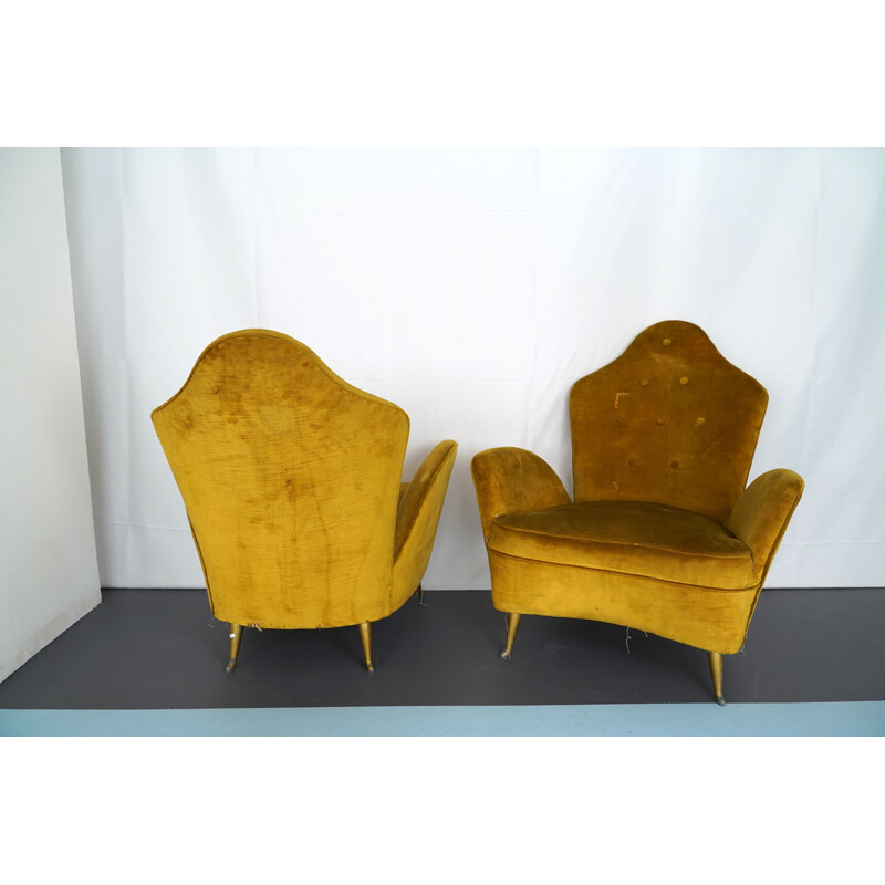 Pair Midcentury Armchairs by Cesare Lacca for Isa Bergamo italy 1950s