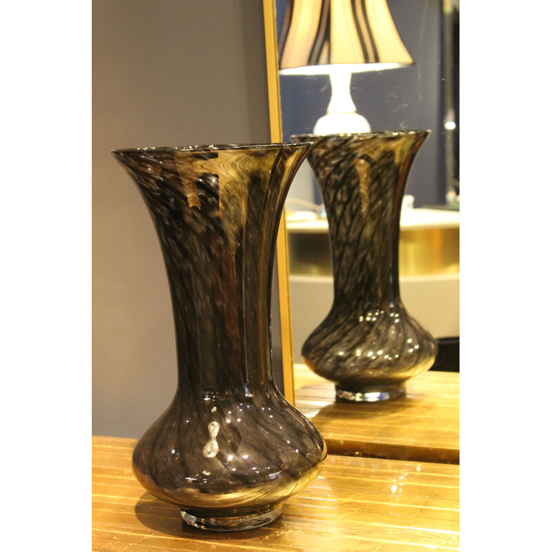 Vintage Black Murano Glass Vase italy 1960s