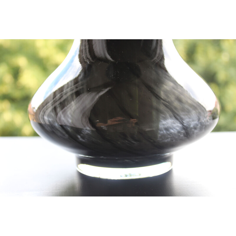 Vintage Vase aus Muranoglas schwarz Italien 1960