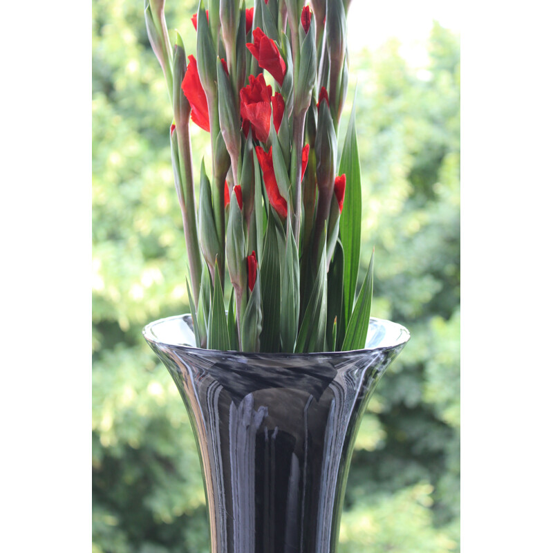 Vase vintage en verre de Murano noir italie 1960