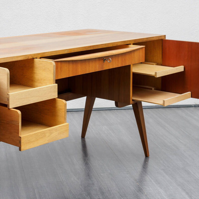 Vintage Franz Ehrlich walnut desk Germany 1960