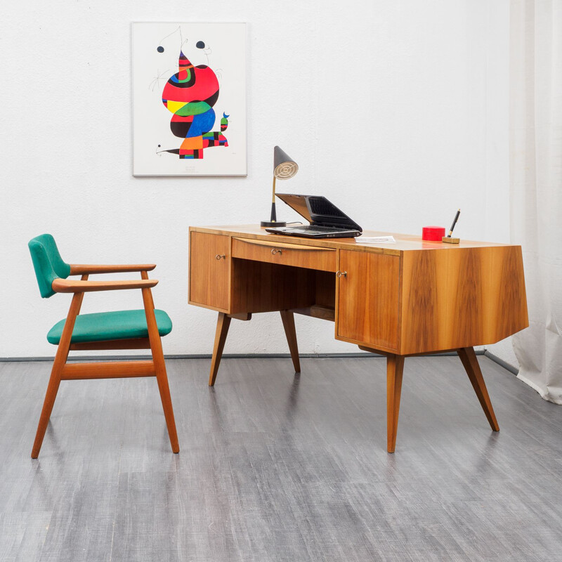 Vintage Franz Ehrlich walnut desk Germany 1960