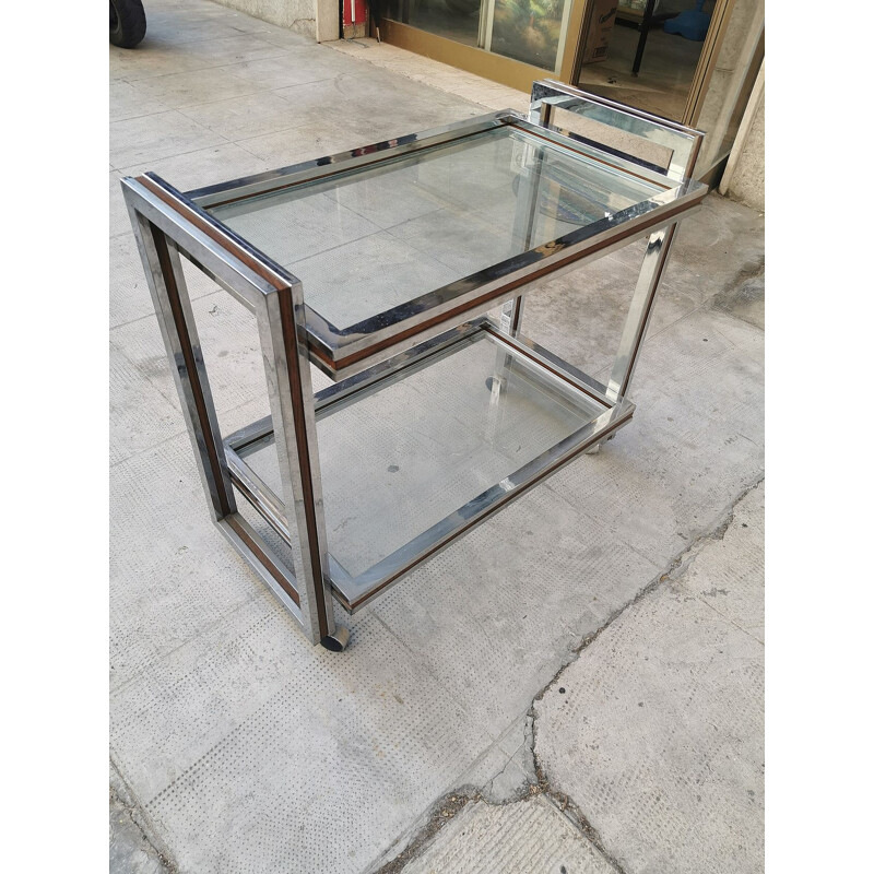 Vintage Bar trolley in steel and glass 1970s