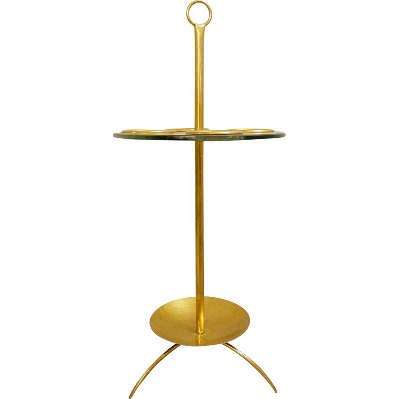 Vintage brass and glass tripod umbrella stand Italian 