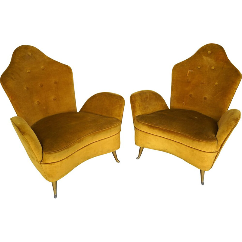 Pair Midcentury Armchairs by Cesare Lacca for Isa Bergamo italy 1950s