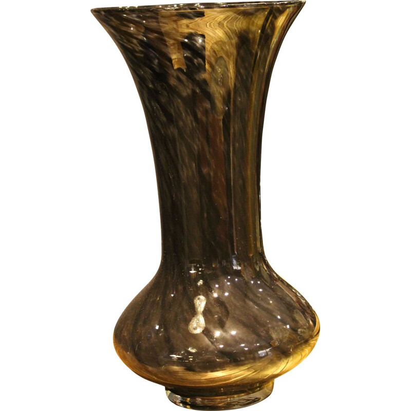 Vintage vaso de vidro Murano preto Itália 1960