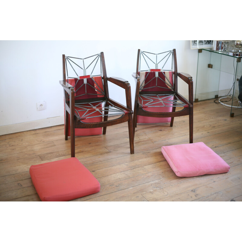 Pair of vintage armchairs by Pierre Guariche Freespan France circa 1950s