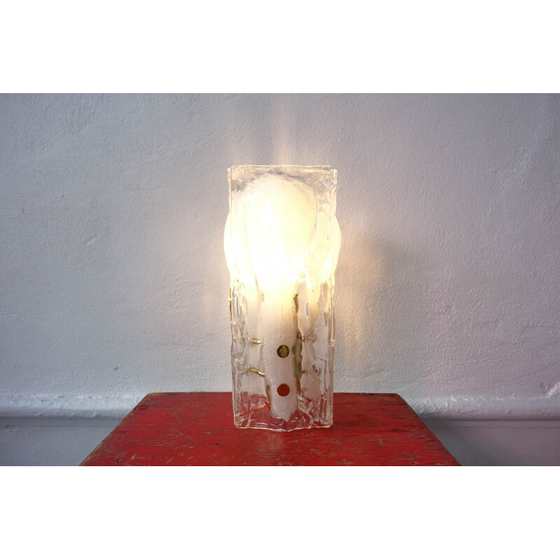 Lampe de table vintage J. T. Kalmar en verre à trois pétales et fleurs 1960