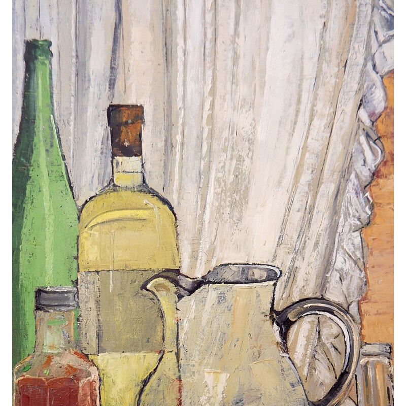 Vintage still life painting on canvas by Victor Petré, Belgium 1960