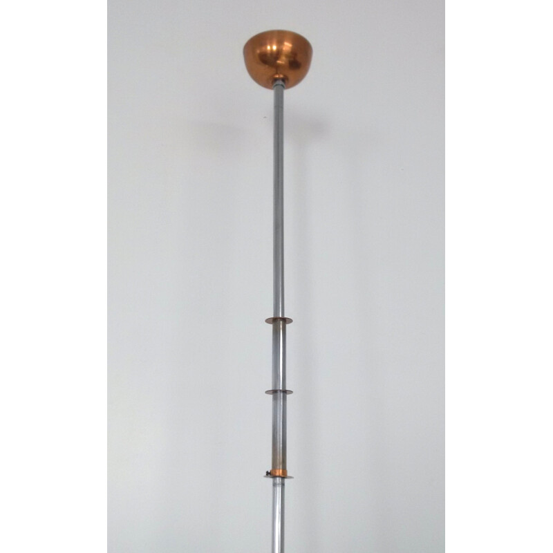 Italian chandelier in copper and chrome - 1930s
