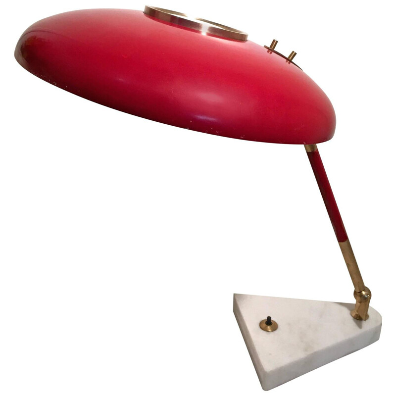 Red Italian table lamp, Oscar TORLASCO - 1950s