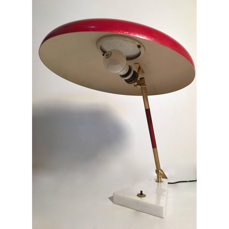 Red Italian table lamp, Oscar TORLASCO - 1950s