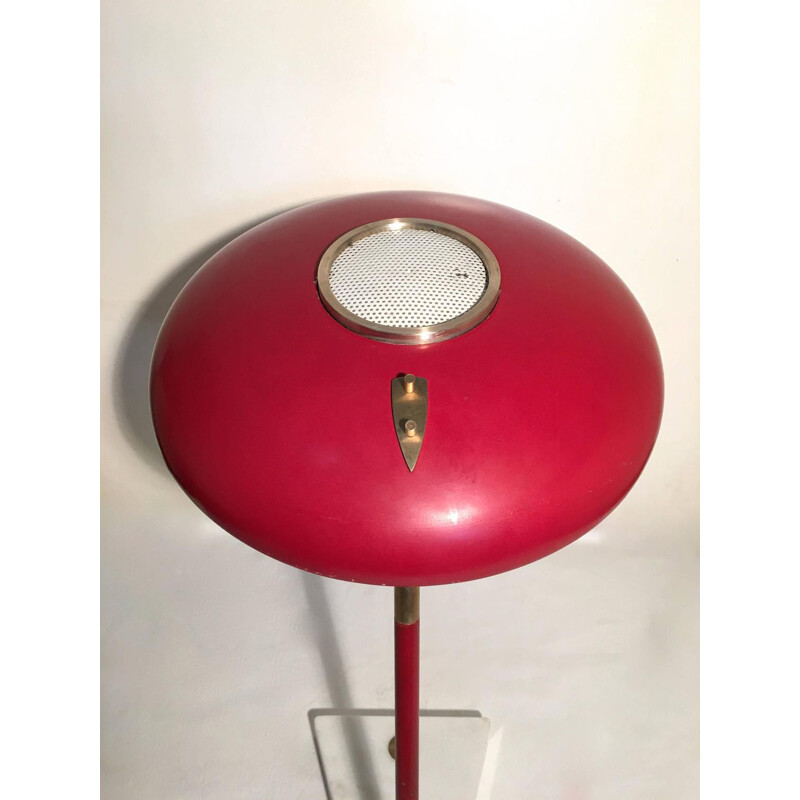 Red Italian table lamp, Oscar TORLASCO - 1950s