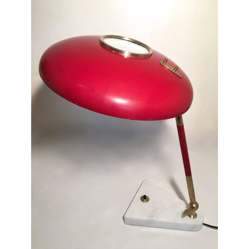 Red Italian table lamp, Oscar TORLASCO - 1950s