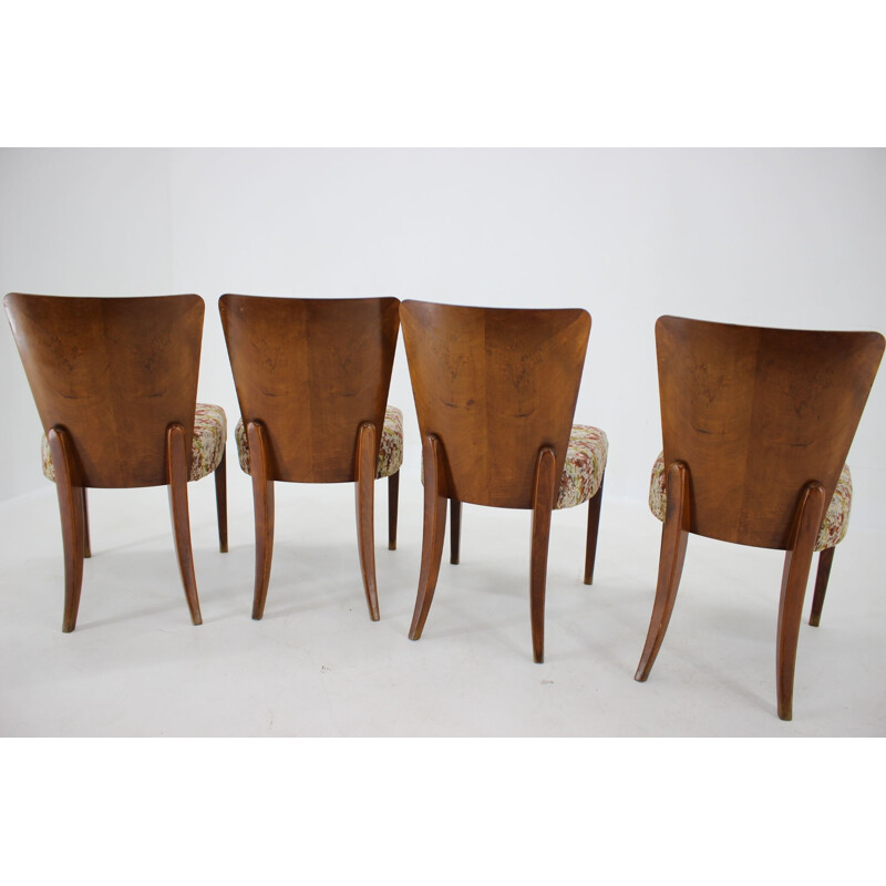 Set of 4 vintage Jindrich Halabala Art Deco Dining Chairs for UP Závody 1940