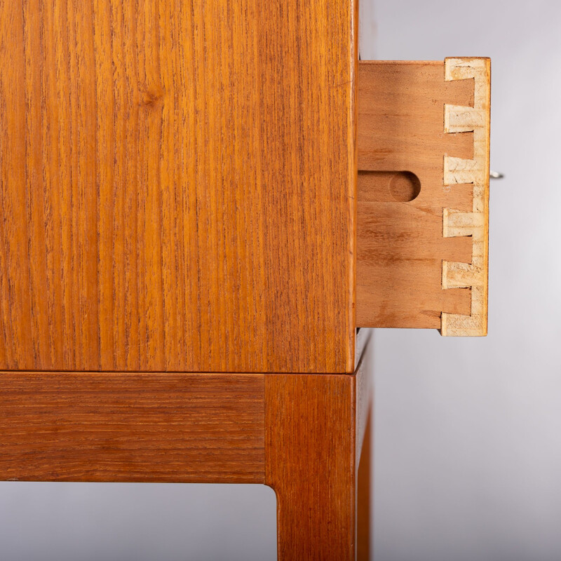 Vintage High Desk in Teak with Black Leather by Svend Langkilde for Langkilde Møbler, 1960