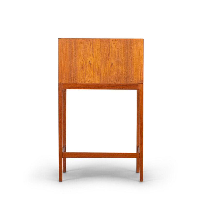 Vintage High Desk in Teak with Black Leather by Svend Langkilde for Langkilde Møbler, 1960