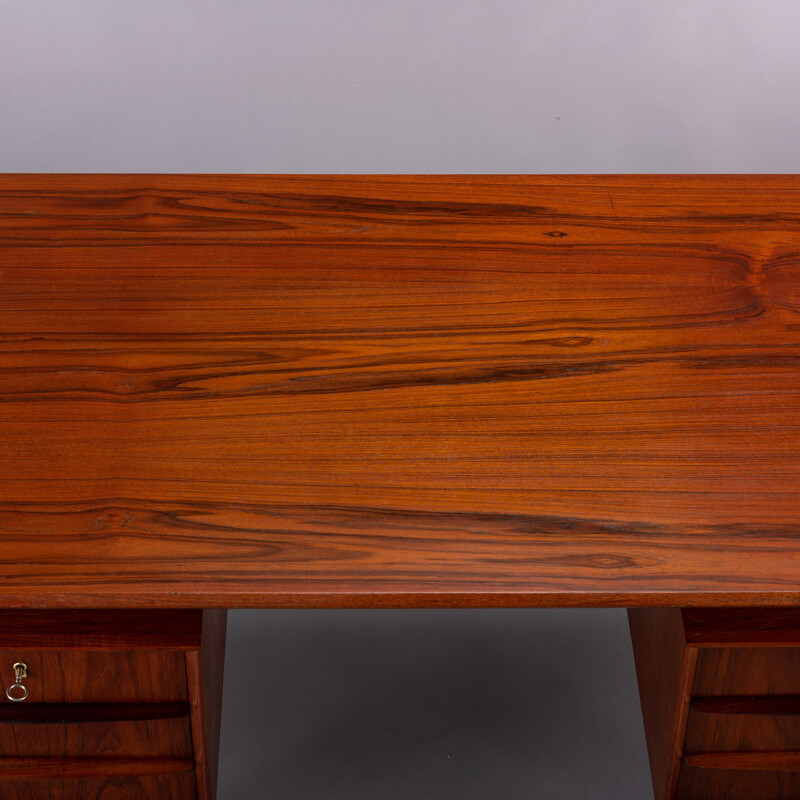 Mid-Century Teak Freestanding Desk with Delta Base Attributed to Sibast,Danish 1960s