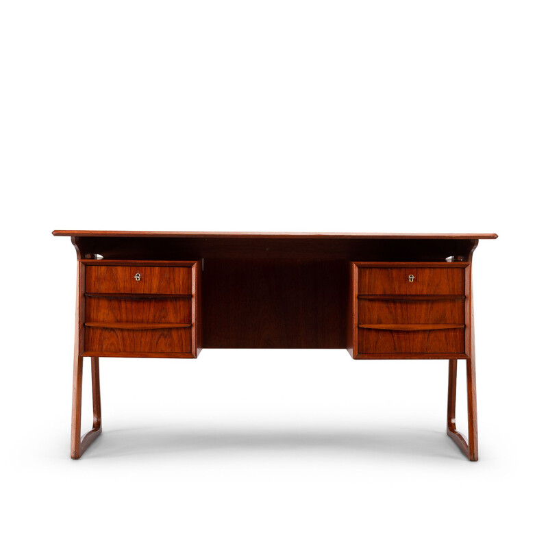 Mid-Century Teak Freestanding Desk with Delta Base Attributed to Sibast,Danish 1960s