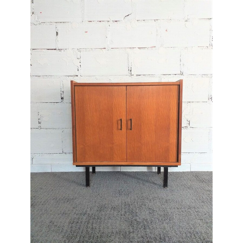 Vintage oak veneered storage cabinet 1960s