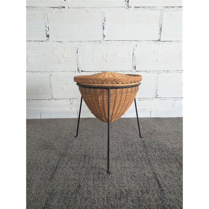 Vintage rattan basket 1950