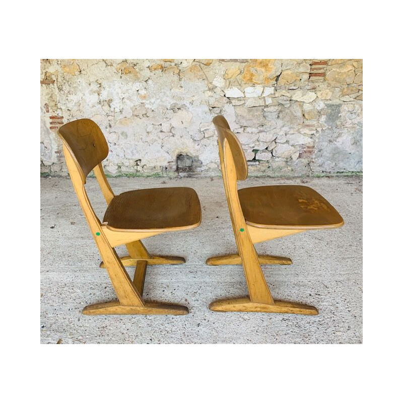 Pair of children's vintage school chairs by Casala