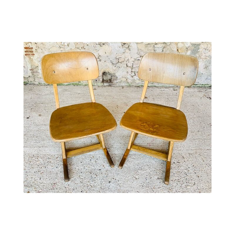 Pair of children's vintage school chairs by Casala