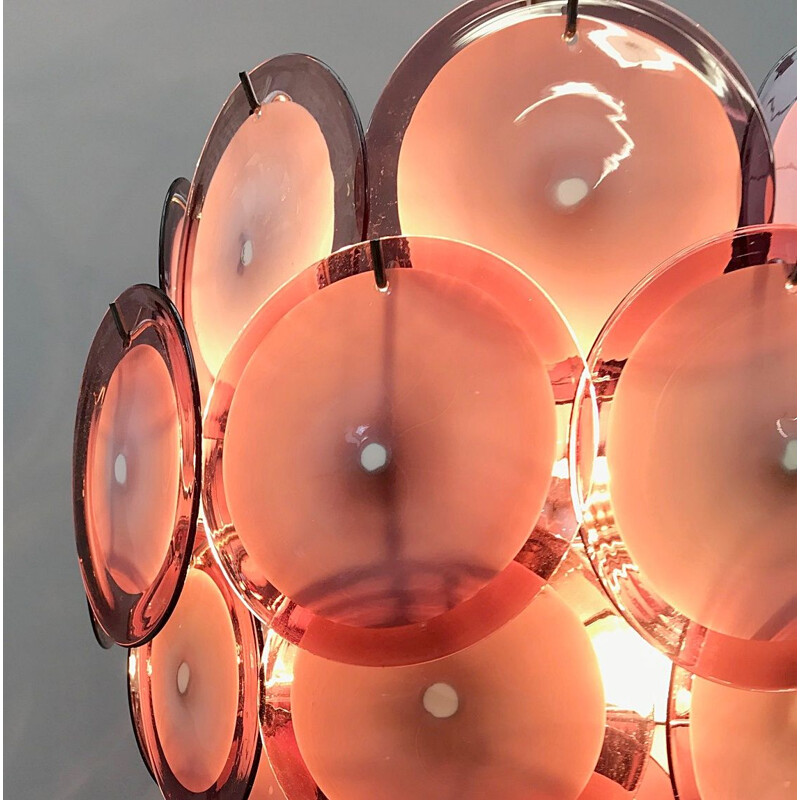 Vintage Chandelier Disc in Murano Glass by Vistosi, Italy, 1970