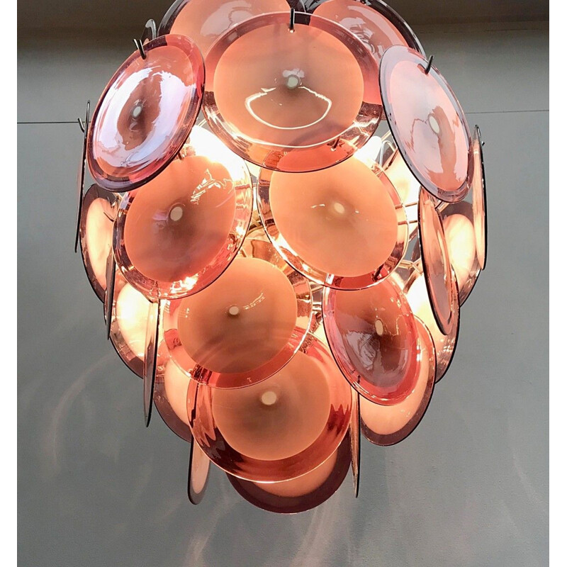 Vintage Chandelier Disc in Murano Glass by Vistosi, Italy, 1970