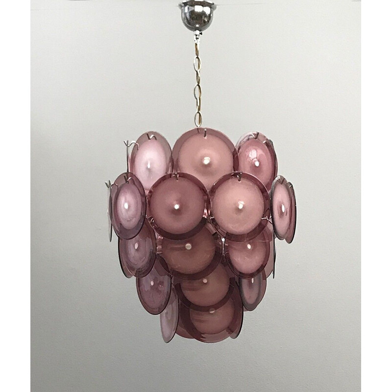 Vintage Chandelier Disc in Murano Glass by Vistosi, Italy, 1970