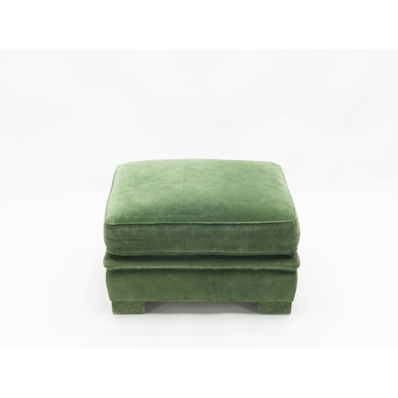 Pair of vintage neoclassical green velvet pouffes, Maison Jansen 1970