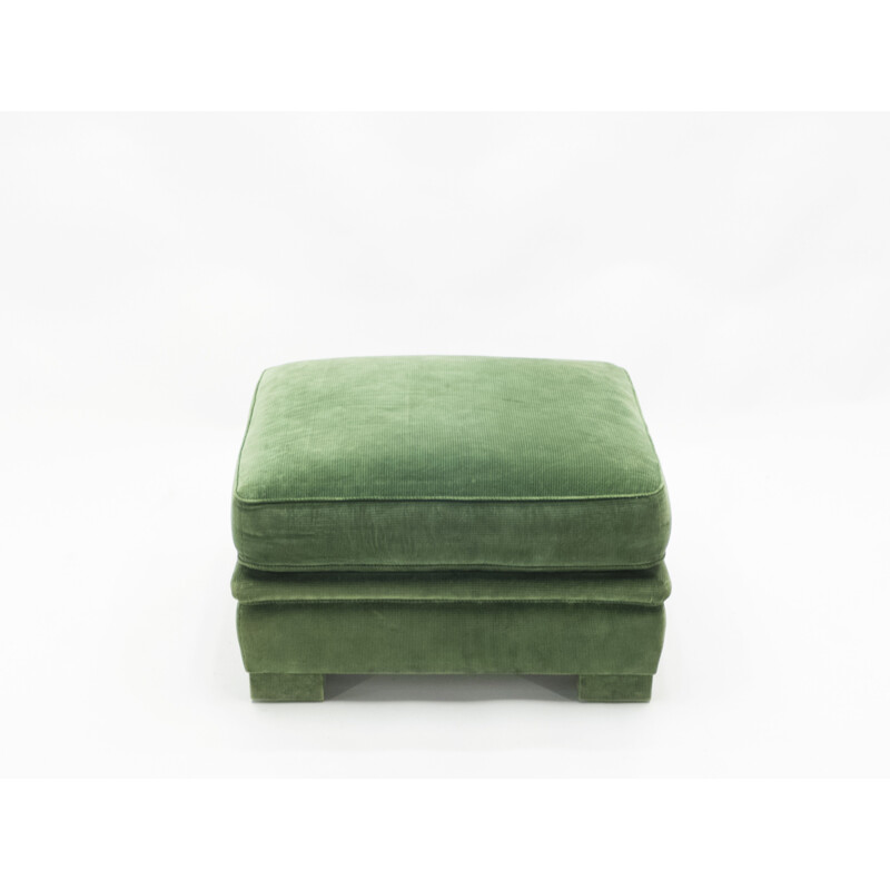 Paire de poufs vintage néoclassiques Maison Jansen velours vert 1970