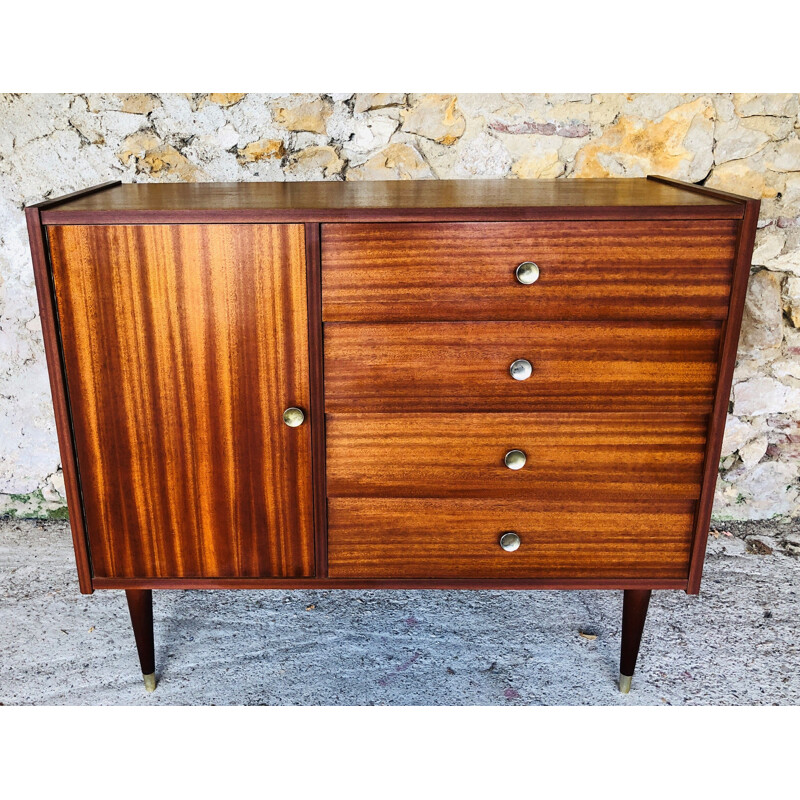 Vintage chest of drawers with 4 drawers and 1 door 1960s