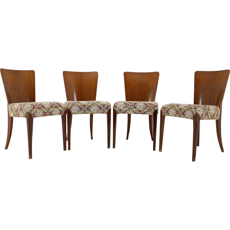 Set of 4 vintage Jindrich Halabala Art Deco Dining Chairs for UP Závody 1940