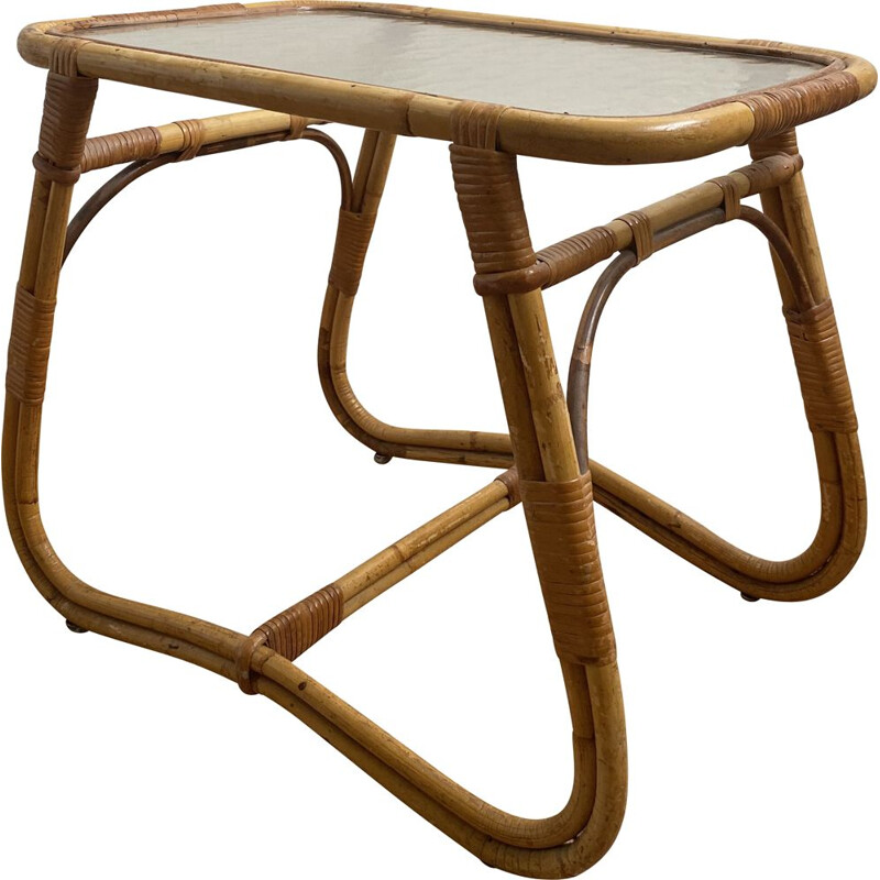 Vintage Side Table from Rohé Noordwolde Wicker & Glass 1950
