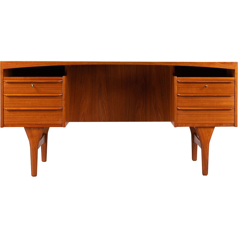 Vintage Teak Free Standing Desk by Valdermar Mortensen, Denmark, 1960