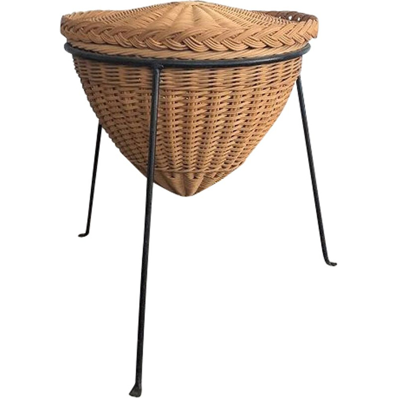 Vintage rattan basket 1950