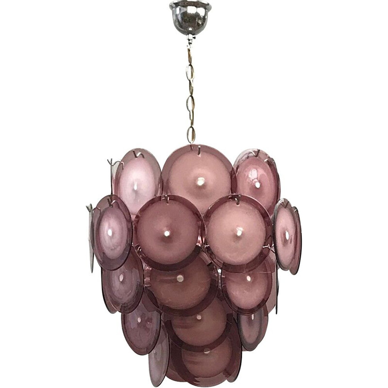 Vintage Chandelier Disc in Murano Glass by Vistosi, Italy, 1970