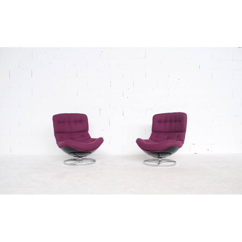 Pair of vintage swivel armchairs by Michel Cadestin 1970s