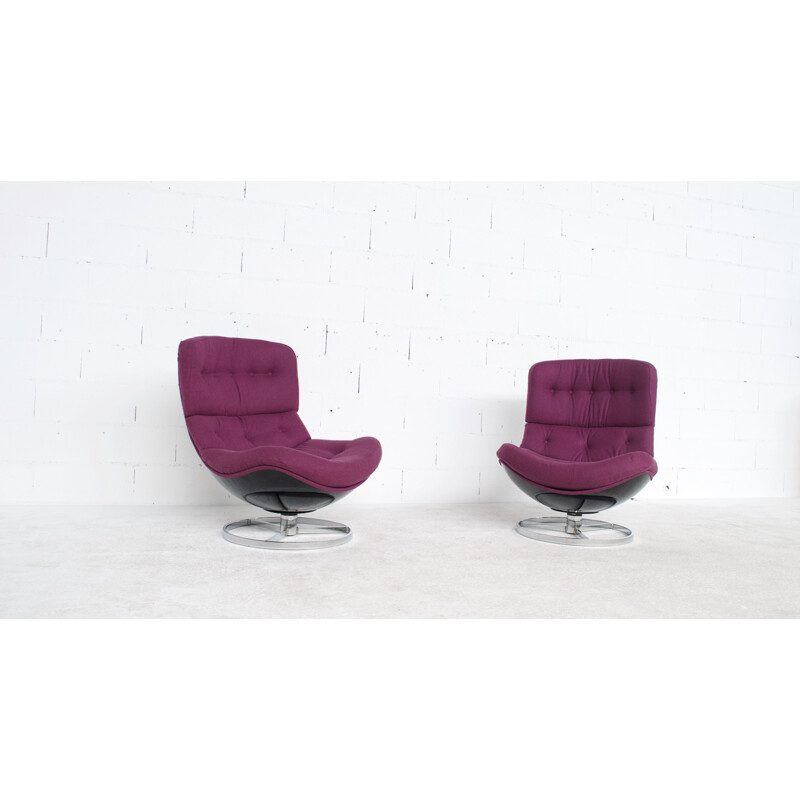 Pair of vintage swivel armchairs by Michel Cadestin 1970s