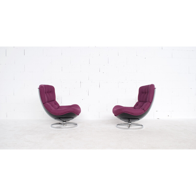 Pair of vintage swivel armchairs by Michel Cadestin 1970s