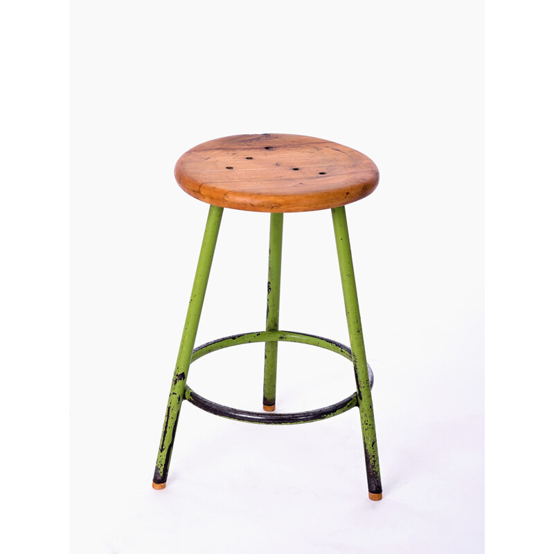 Green industrial stool - 1950s 