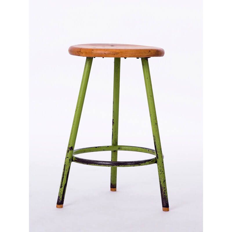 Green industrial stool - 1950s 