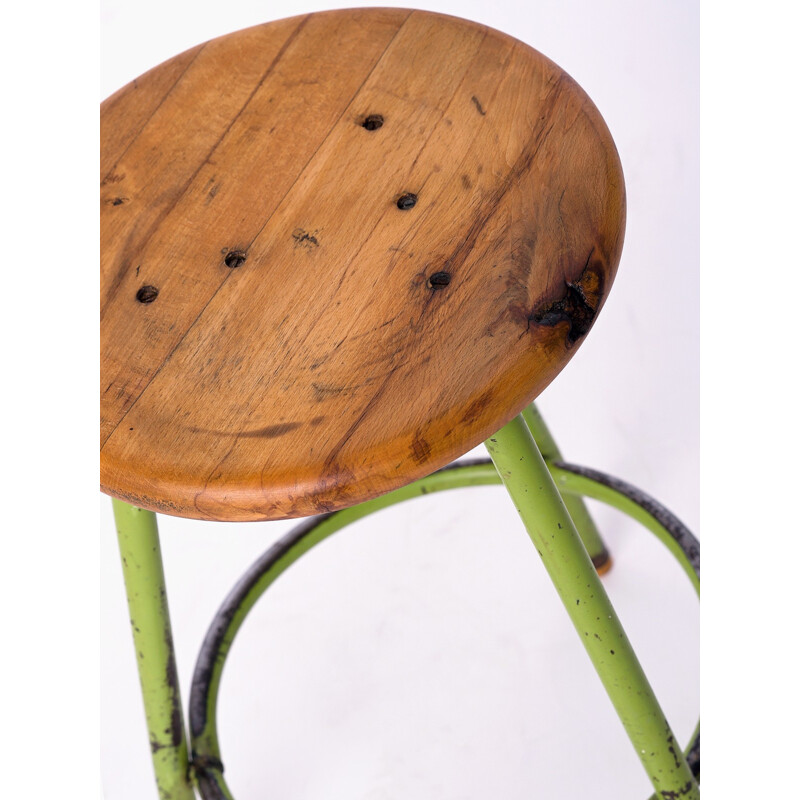 Green industrial stool - 1950s 