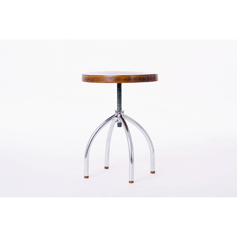 Tabouret industriel en bois et métal - 1940