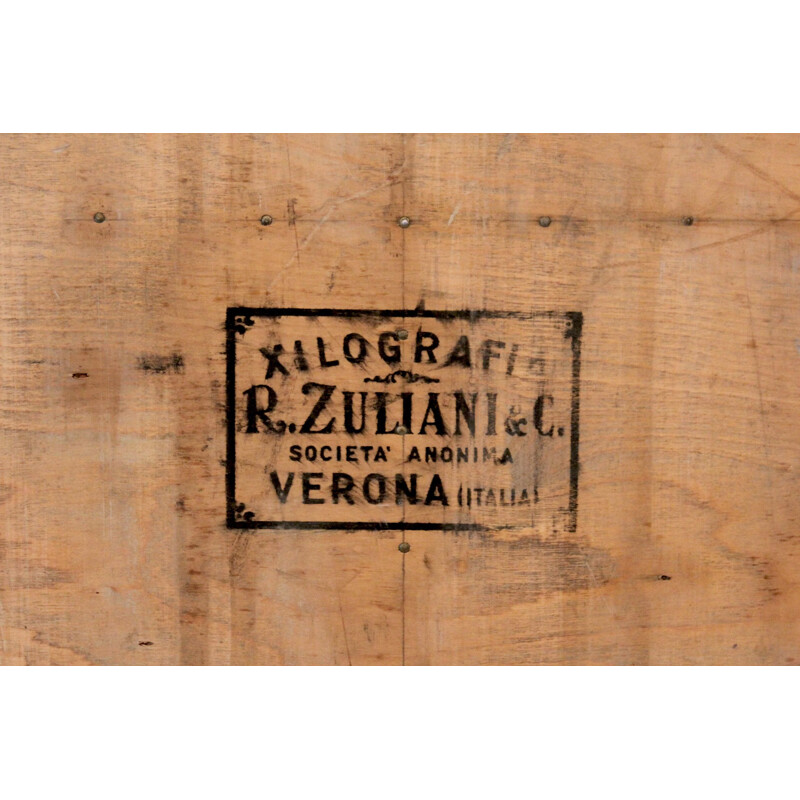 Vintage Tipography Chest Of Drawers By Xilografia Zuliani, Società Anonima, Verona 1940s