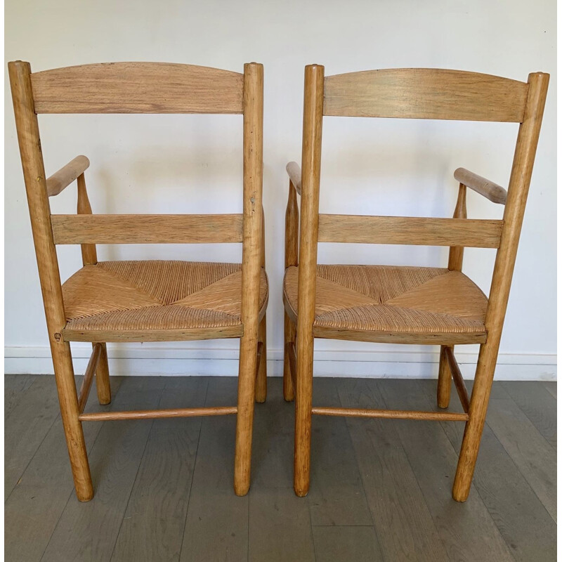 Pair of vintage rustic armchairs, 1960